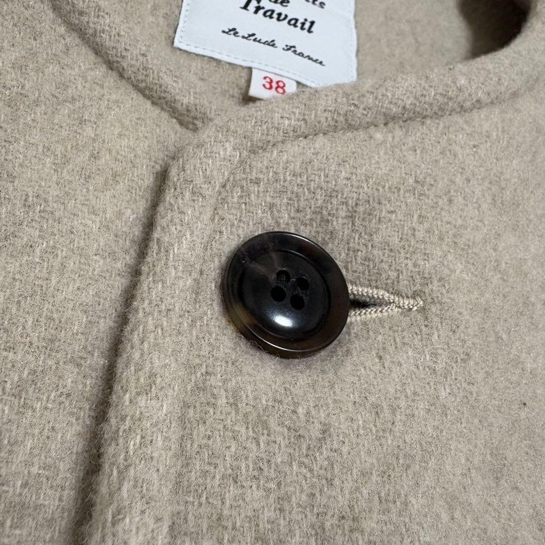 美品 ダントン ライトパイル ウールモッサ カラーレスジャケット ノーカラー