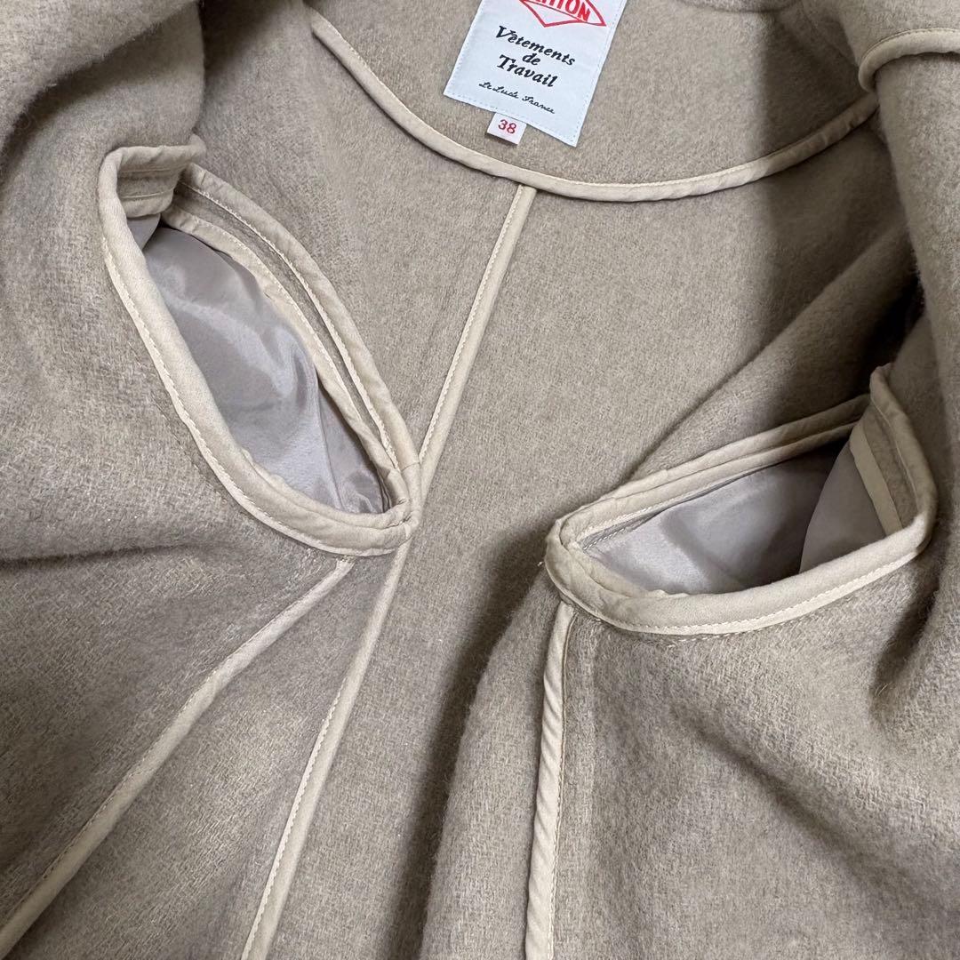 美品 ダントン ライトパイル ウールモッサ カラーレスジャケット ノーカラー