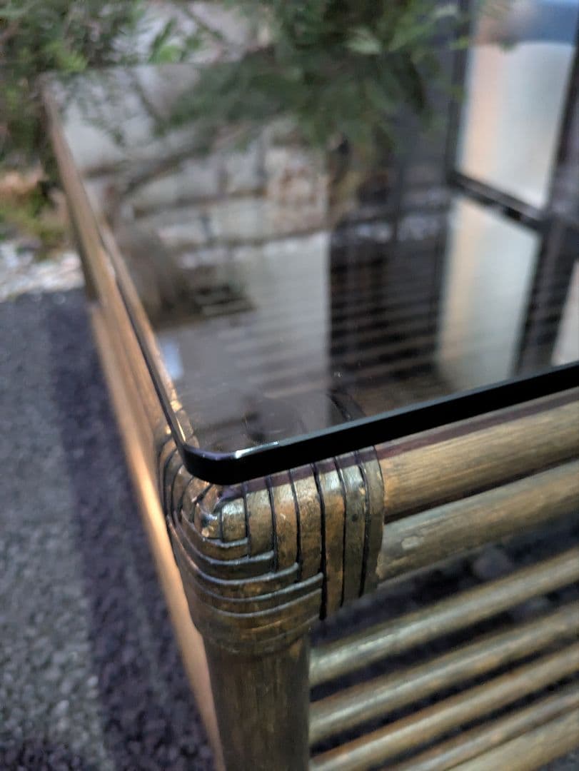 カサブランカ製　ラタン(籐)ガラスセンターテーブル リゾート 高級