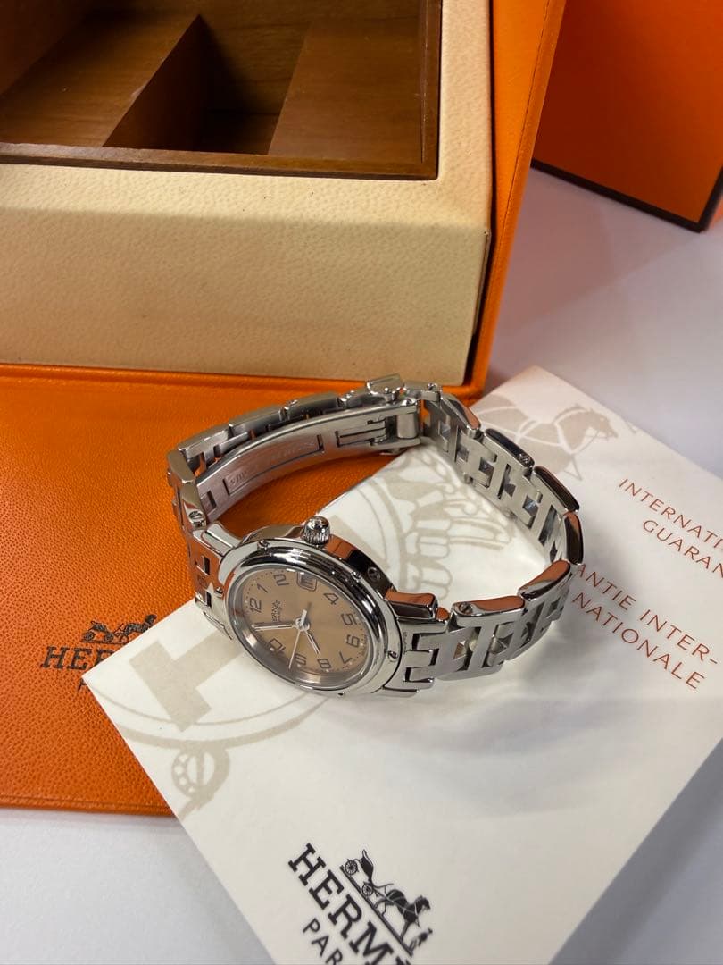 【箱・コマ2・電池新品】エルメス クリッパー ピンク レディース 正規品