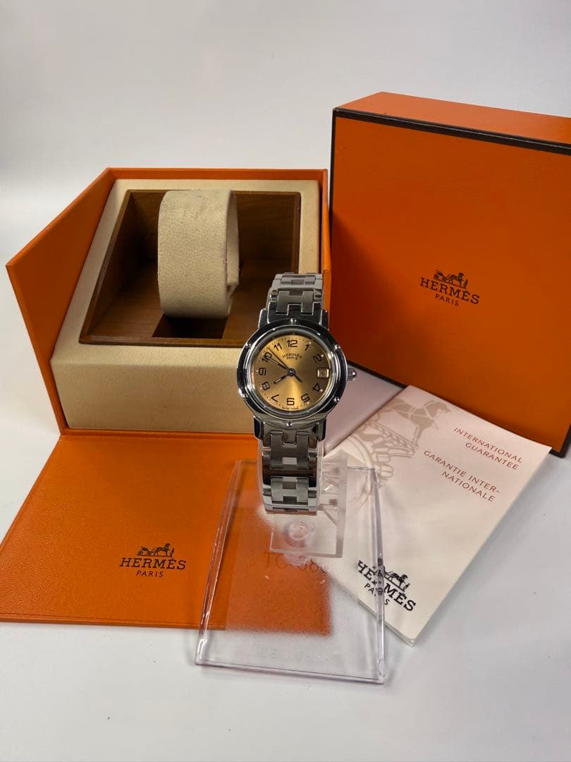 【箱・コマ2・電池新品】エルメス クリッパー ピンク レディース 正規品