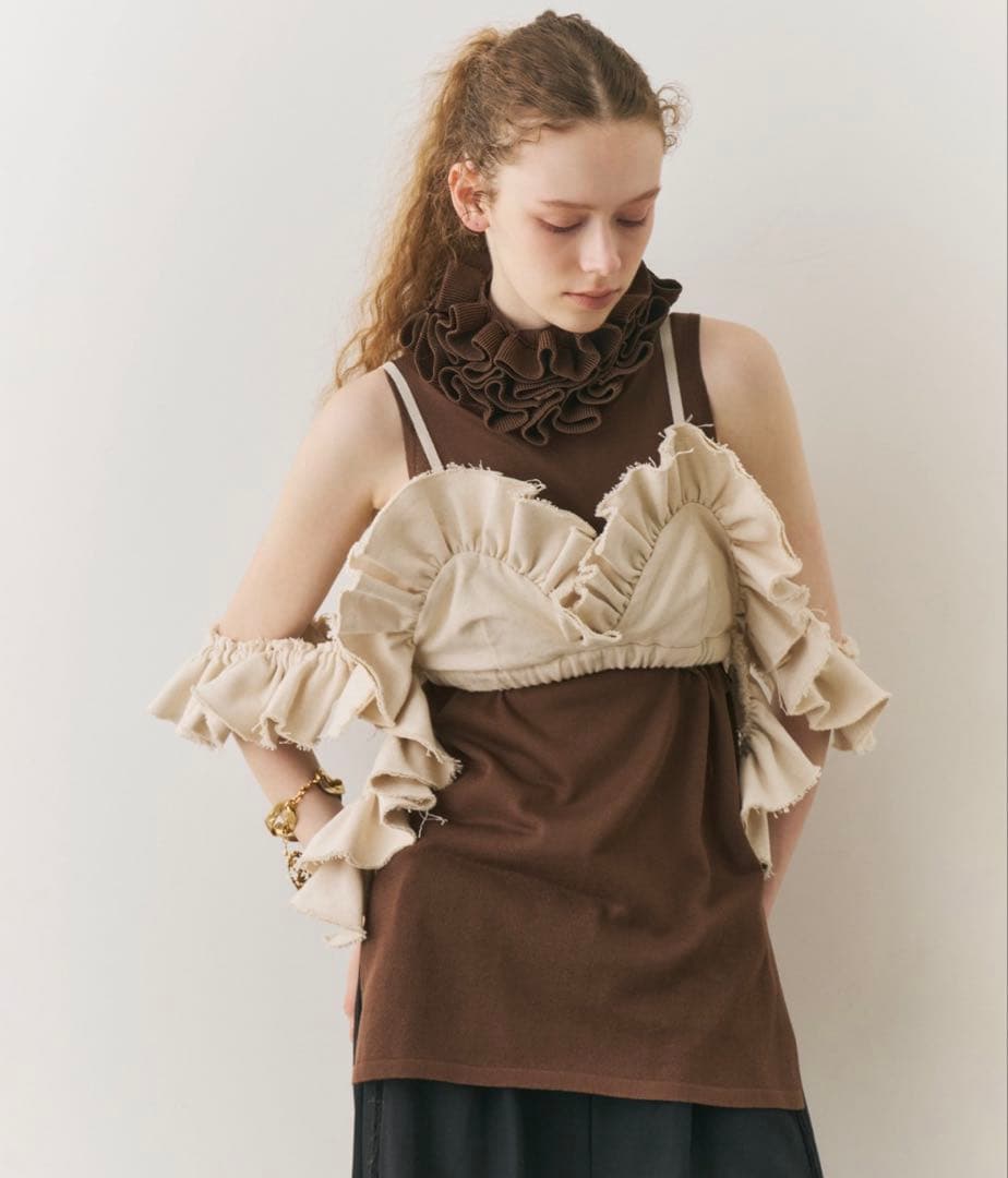 ボリュームドレープフリルビスチェ