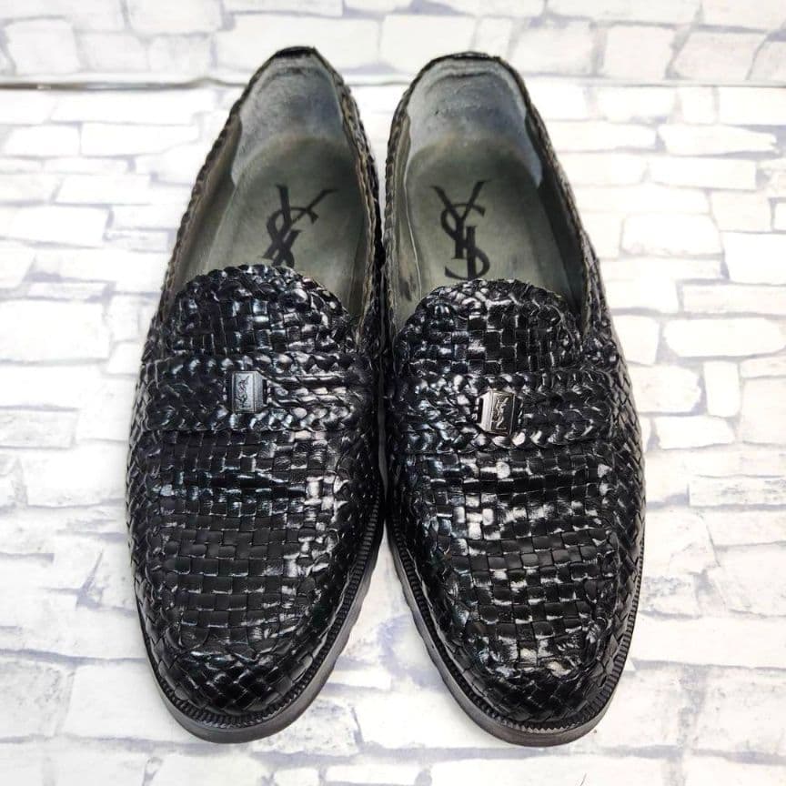 イヴサンローラン ローファー スリッポン メッシュローファー 黒 25cm