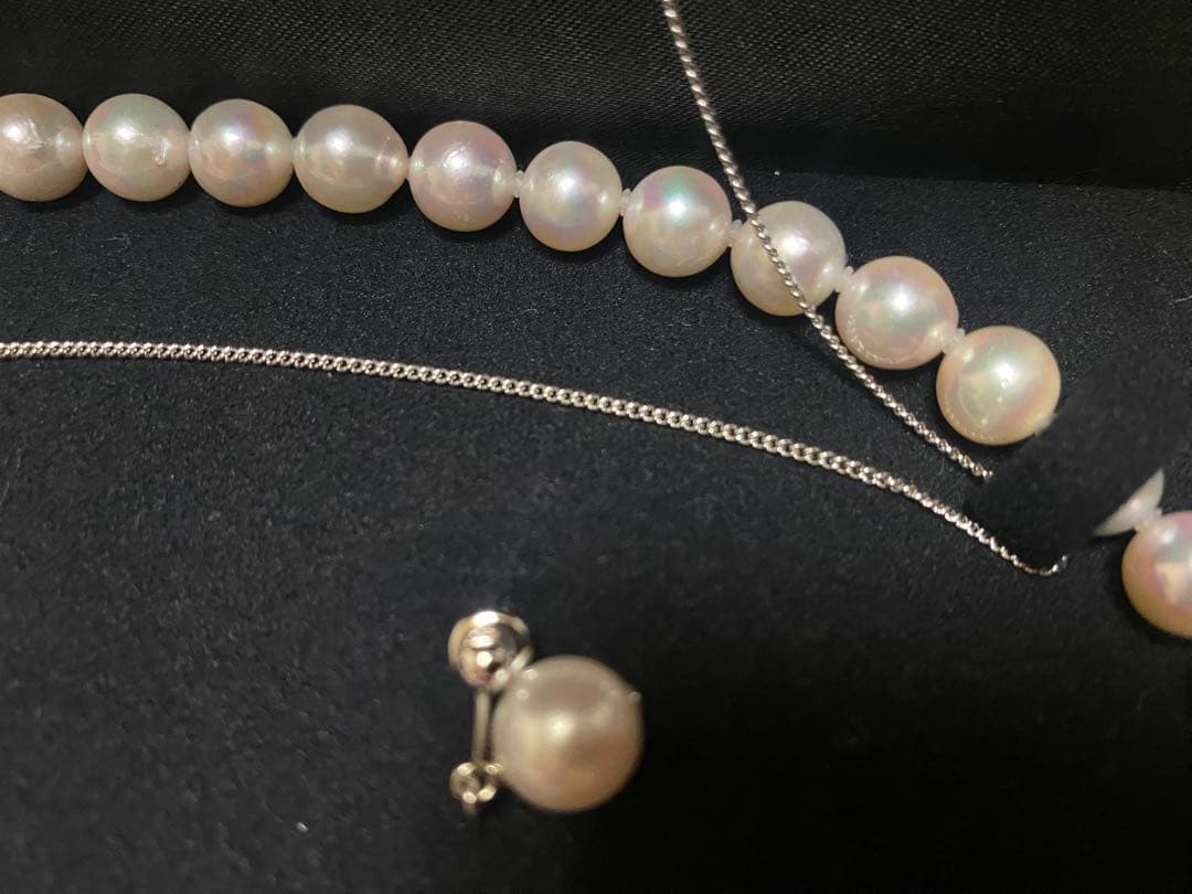 あこや真珠3点セット【ネックレス・イヤリング】鑑別書付　8.5〜9.0mm 大粒