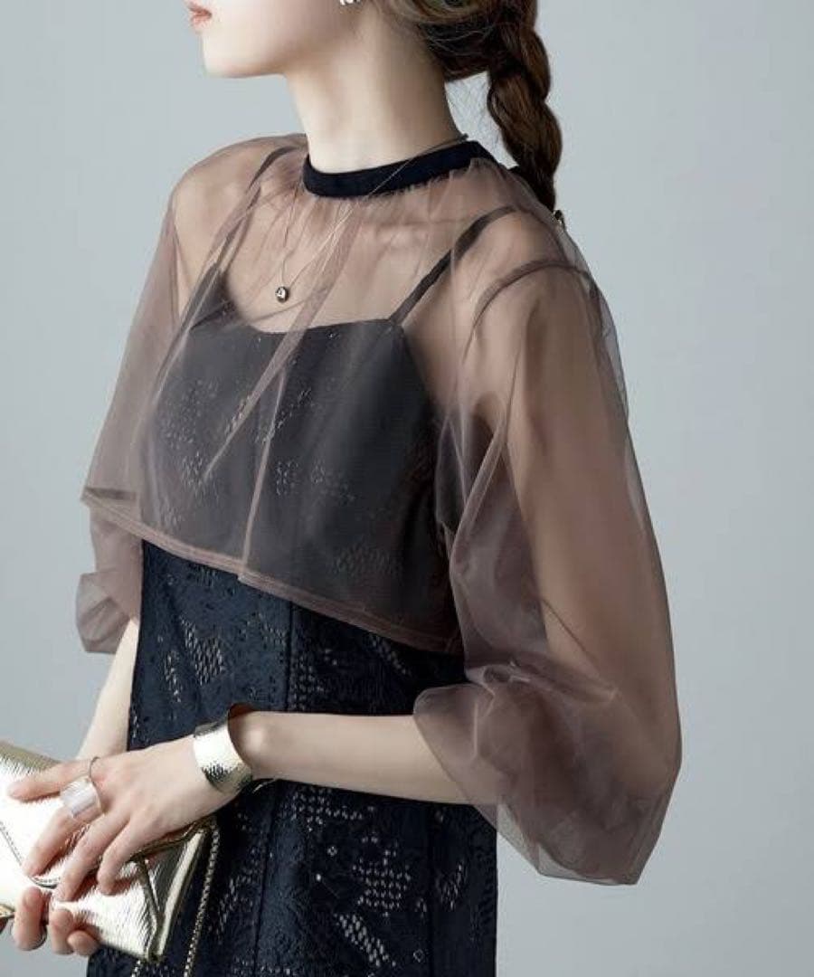 【etoll.】3wayシフォンボレロ&レースキャミドレス 結婚式 ワンピース