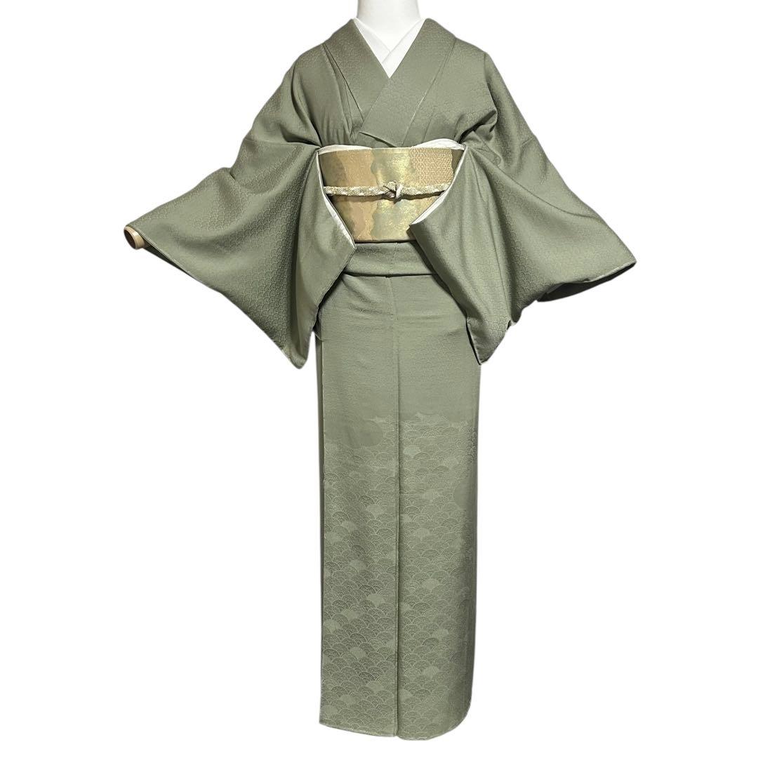 未使用　新品　美品　袷　正絹　紋付き　地紋　江戸小紋　訪問着　フルセット