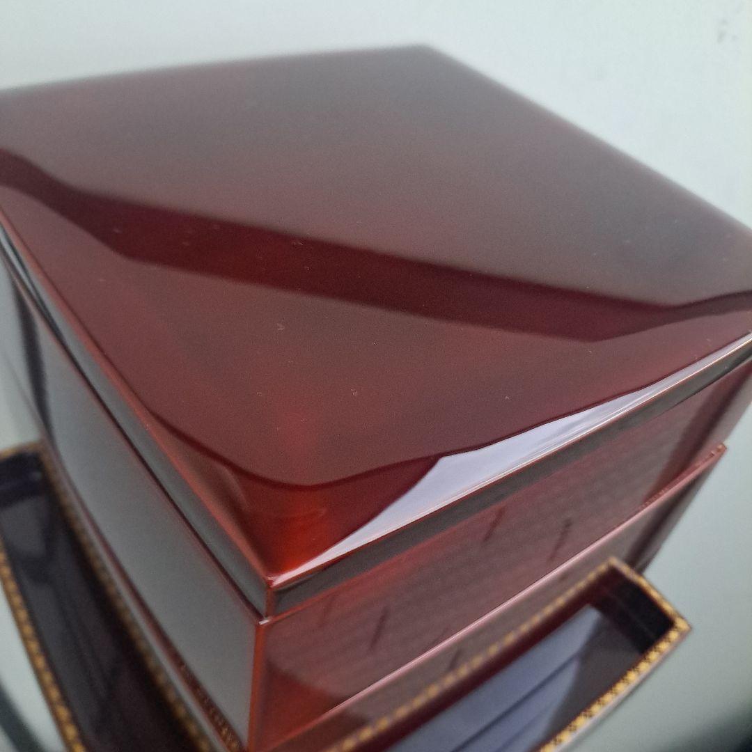 【輪島塗　6.5寸\"3段重箱&重台】布着本堅地　溜塗　沈金網代　胴張り　長期保管