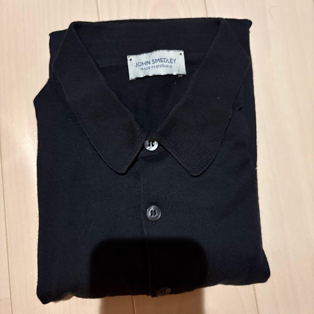 JOHN SMEDLEY（ジョンスメドレー）ブラック コットンポロシャツ　L