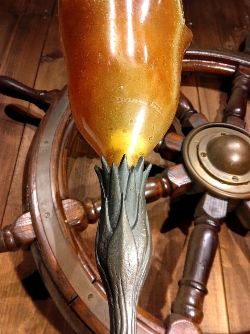 ヴィンテージ　ドイツ製　スタンドライト　気泡ガラス　工芸　サイン　ハンマートーン