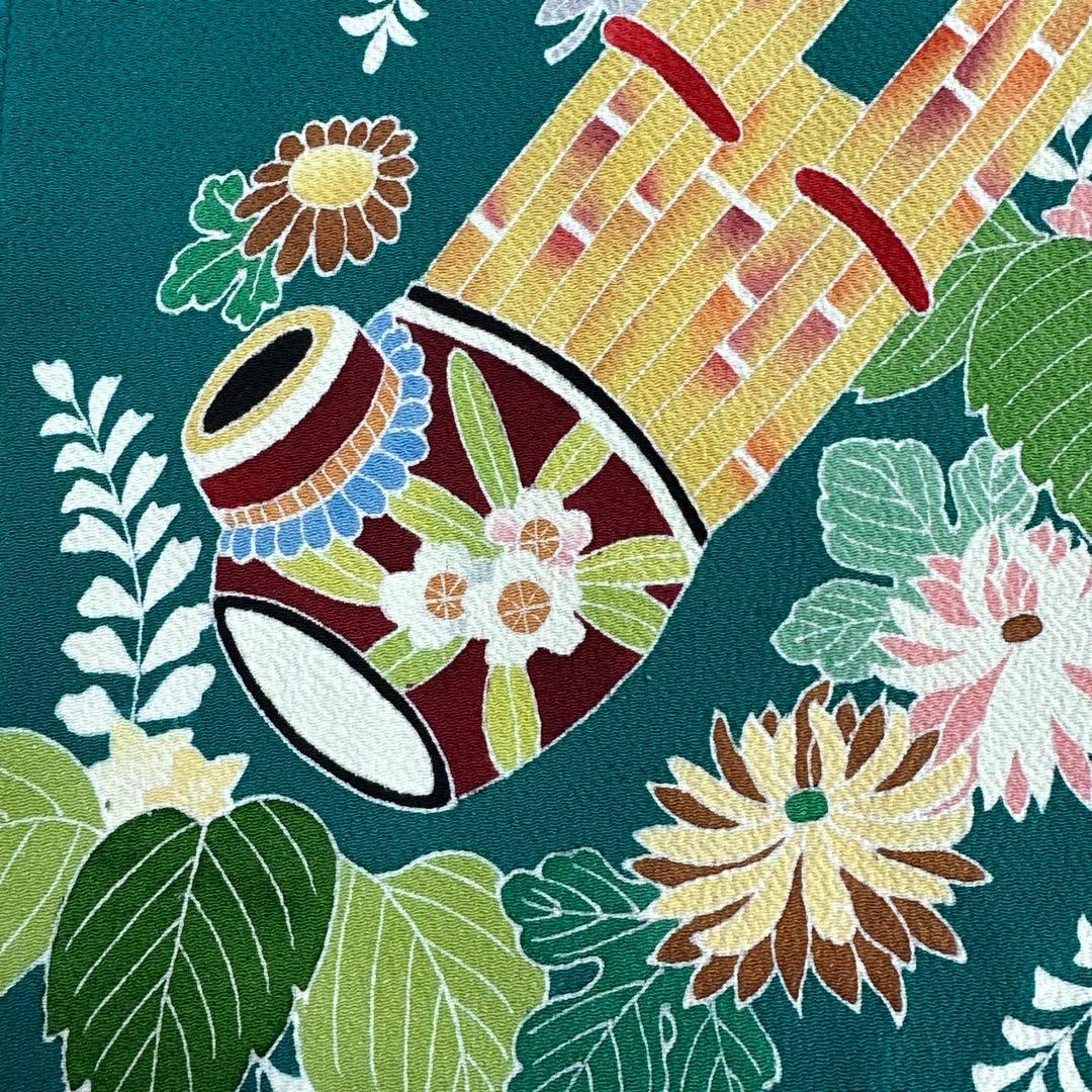 逸品 手描き友禅 和楽器 桐 振袖 作家物