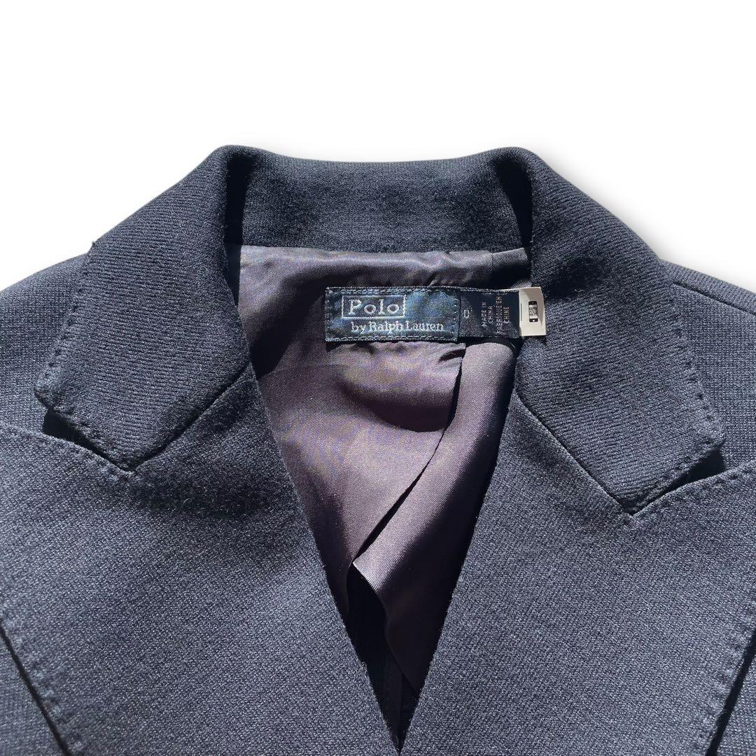 未使用級✨ポロバイラルフローレン ニットブレザー 金ボタン ダブル 紺ブレ 0