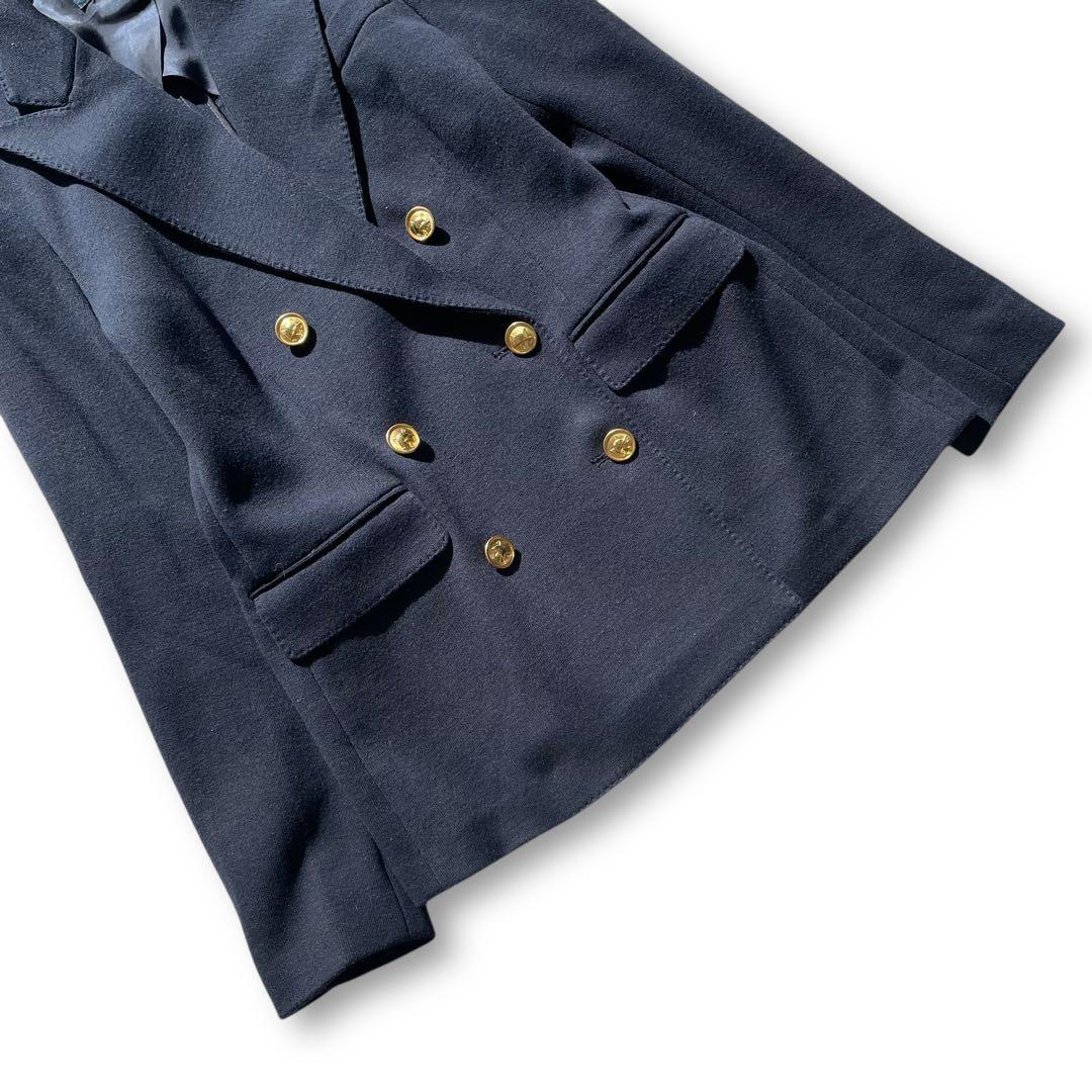 未使用級✨ポロバイラルフローレン ニットブレザー 金ボタン ダブル 紺ブレ 0