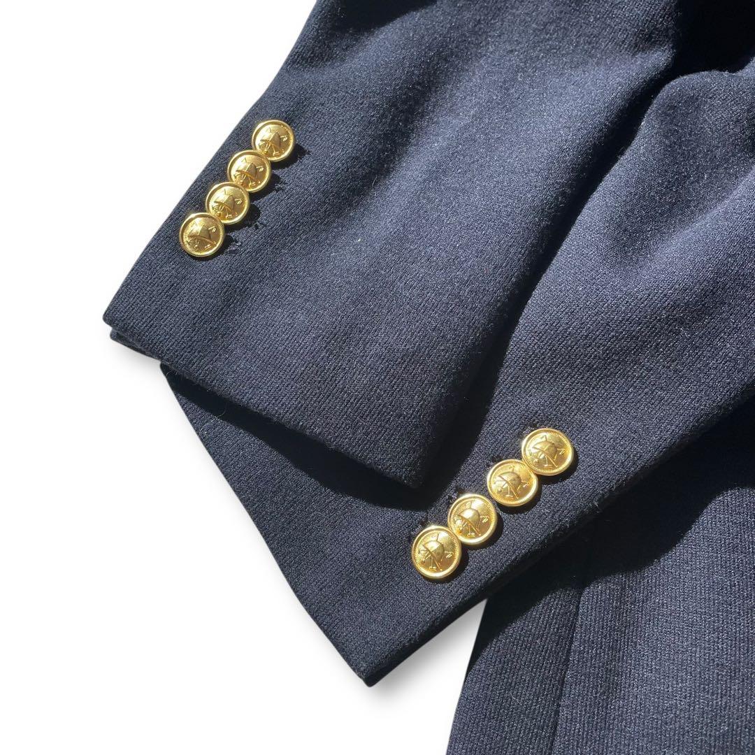 未使用級✨ポロバイラルフローレン ニットブレザー 金ボタン ダブル 紺ブレ 0