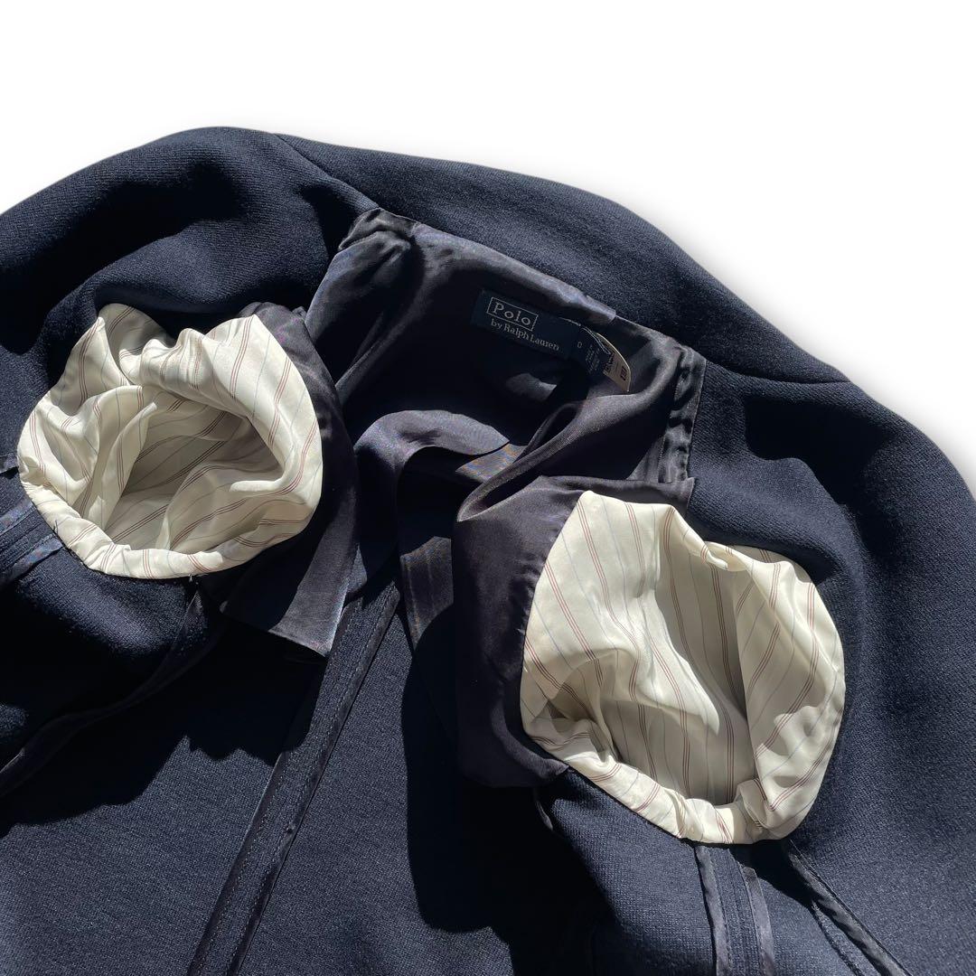 未使用級✨ポロバイラルフローレン ニットブレザー 金ボタン ダブル 紺ブレ 0