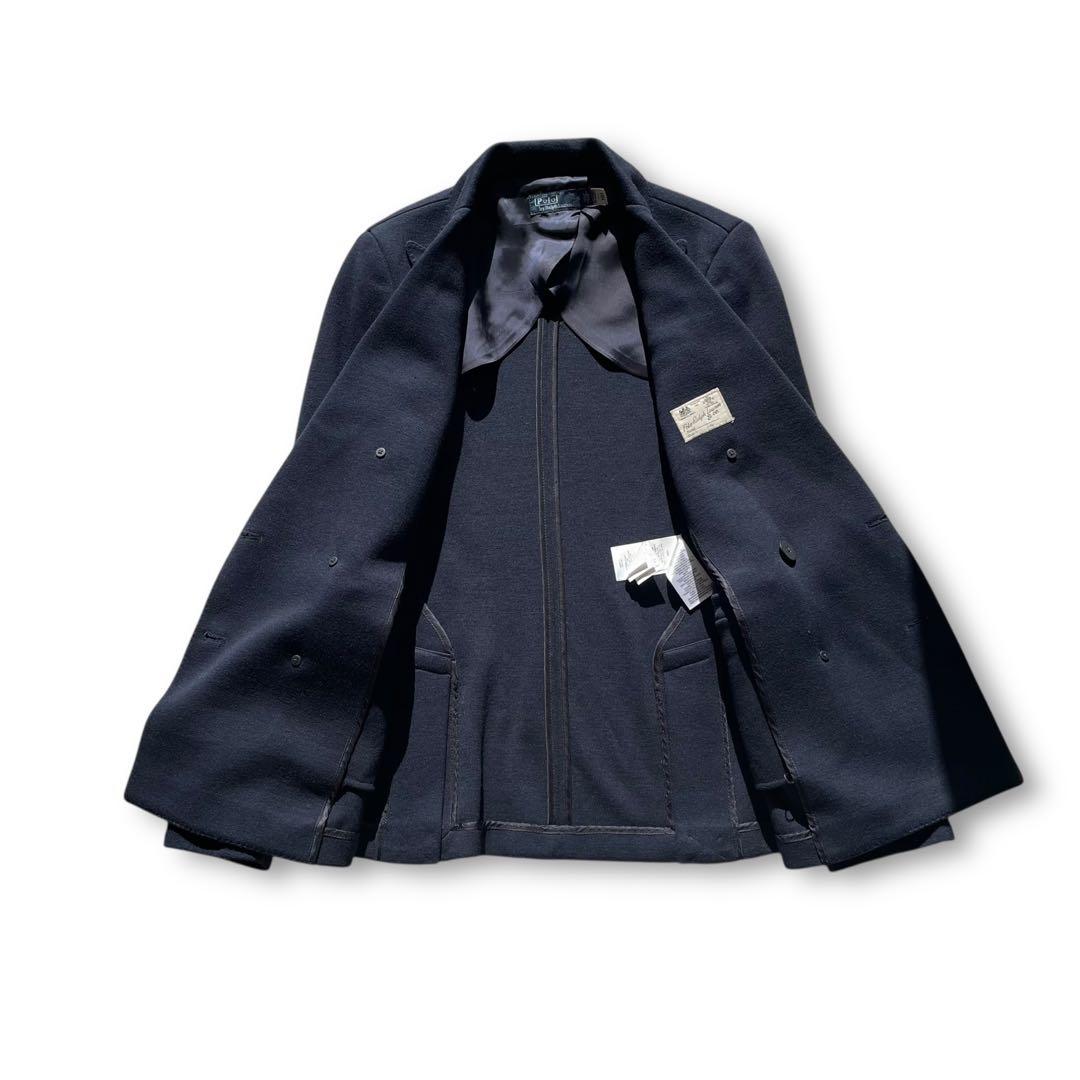 未使用級✨ポロバイラルフローレン ニットブレザー 金ボタン ダブル 紺ブレ 0