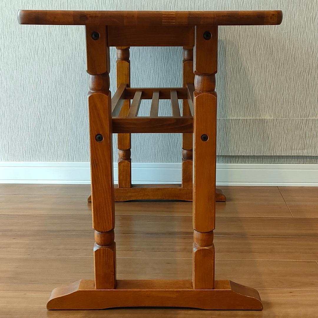 ヴィンテージ　サイドテーブル　天然木　ワークデスク　棚付き