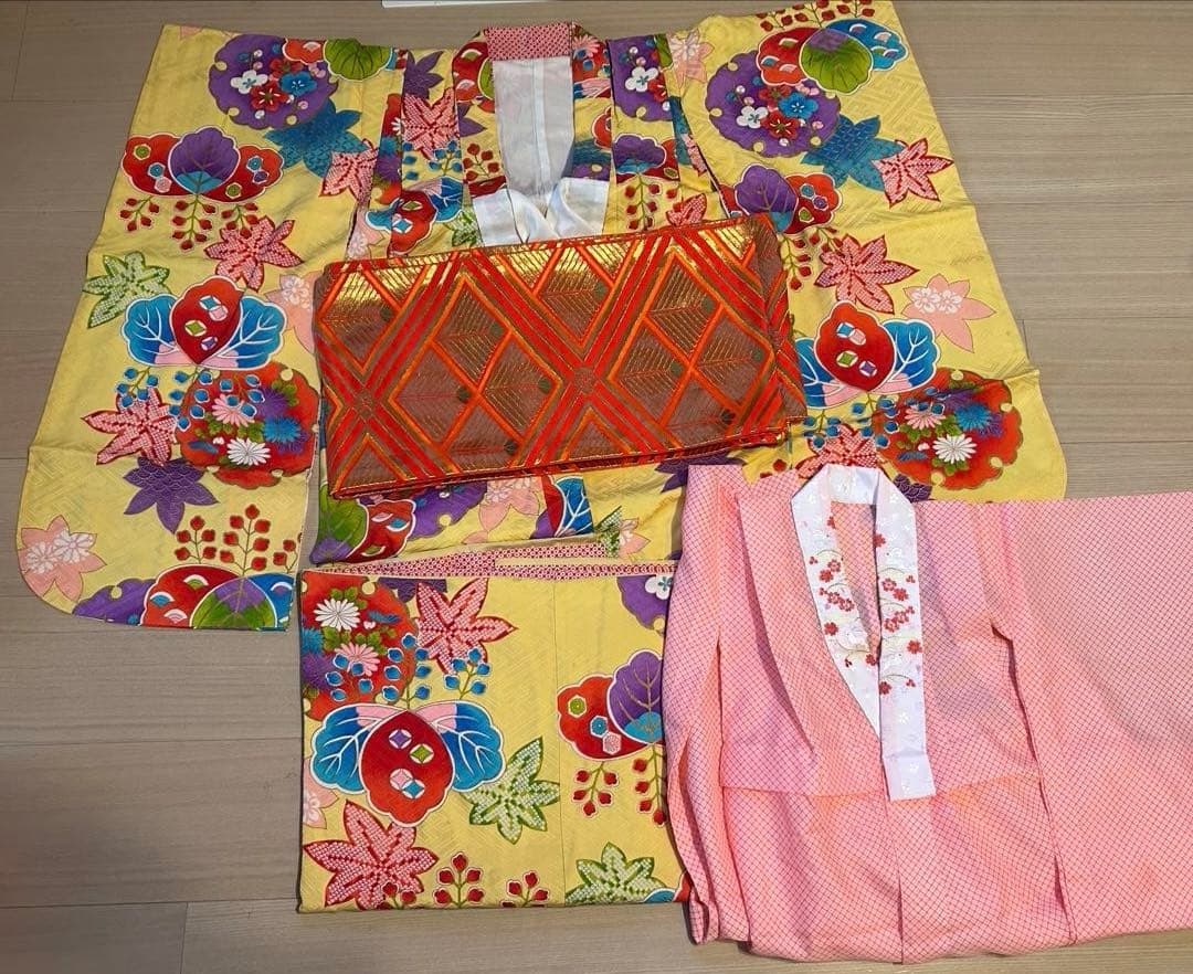 M*マ様 七五三　七歳用着物 セット　黄色