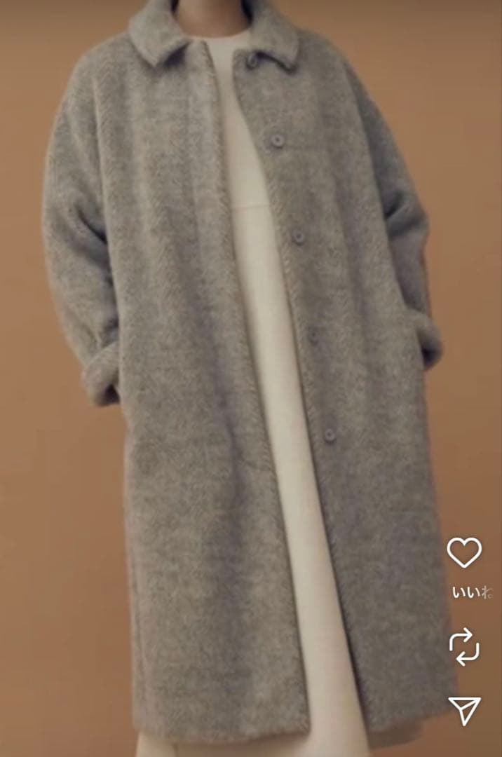 【定価16万】ルブーケ LE bouquet ロングコート ヘリンボーン グレー