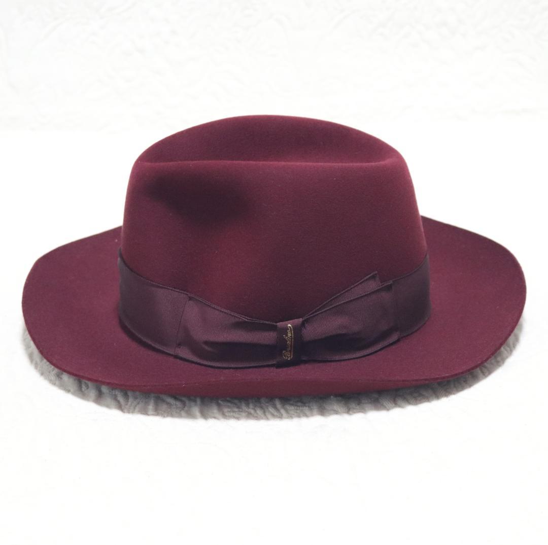 新品タグ付き【ボルサリーノ】ラビットファー フェルトハット 58 ワイドブリム