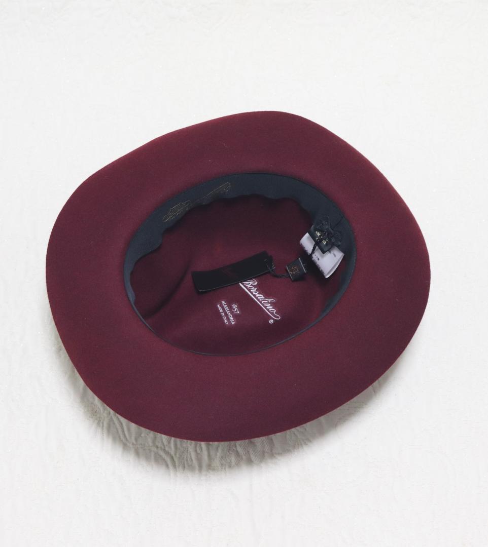 新品タグ付き【ボルサリーノ】ラビットファー フェルトハット 58 ワイドブリム