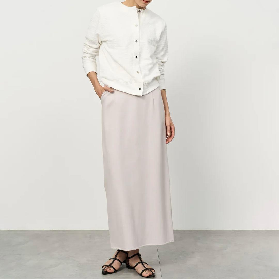 美品【ソージュ】ジャケットライクツィーディーカーディガン ウォッシャブル 白