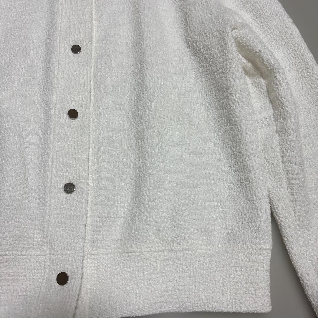 美品【ソージュ】ジャケットライクツィーディーカーディガン ウォッシャブル 白