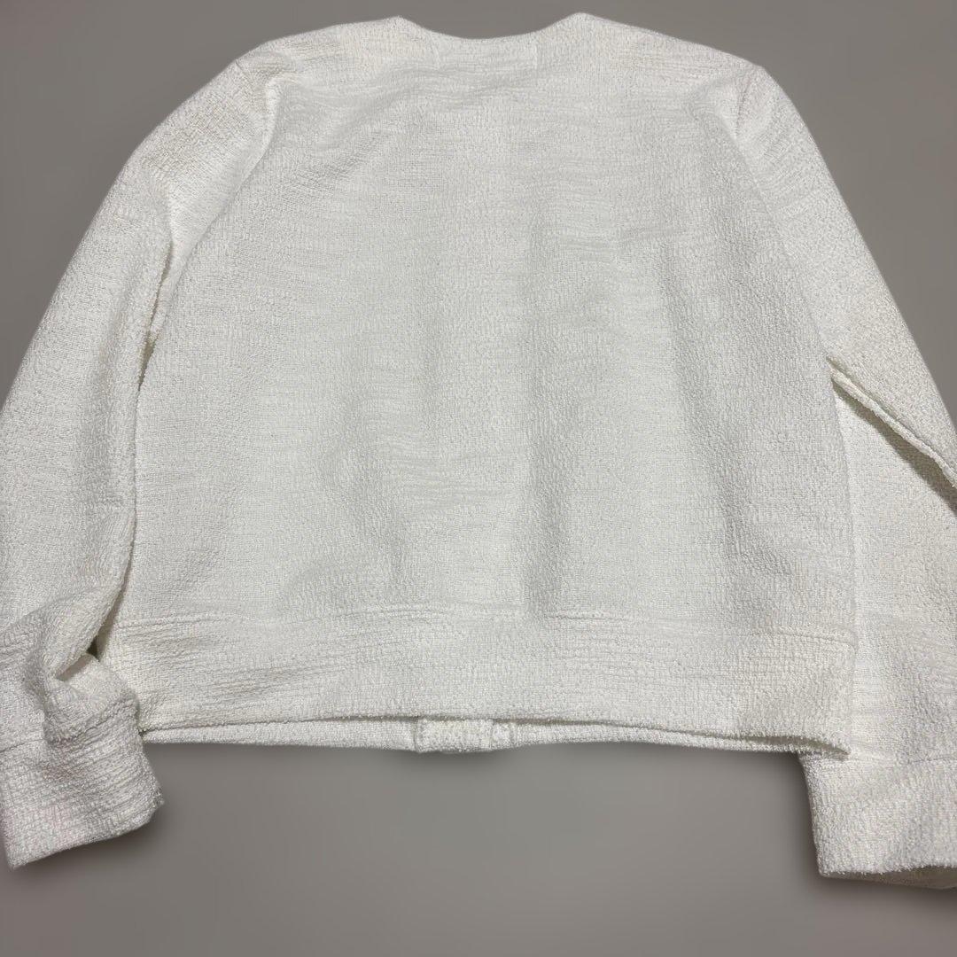 美品【ソージュ】ジャケットライクツィーディーカーディガン ウォッシャブル 白