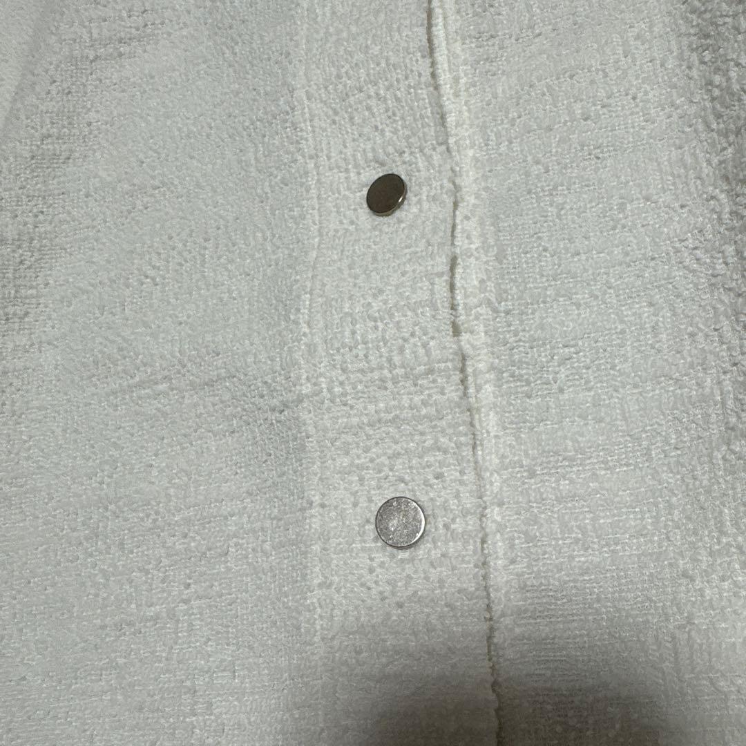 美品【ソージュ】ジャケットライクツィーディーカーディガン ウォッシャブル 白