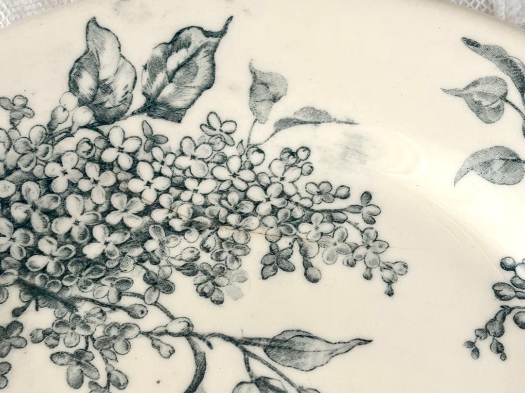 【訳あり】 フランスアンティーク プレート 平皿 GIEN LILAS