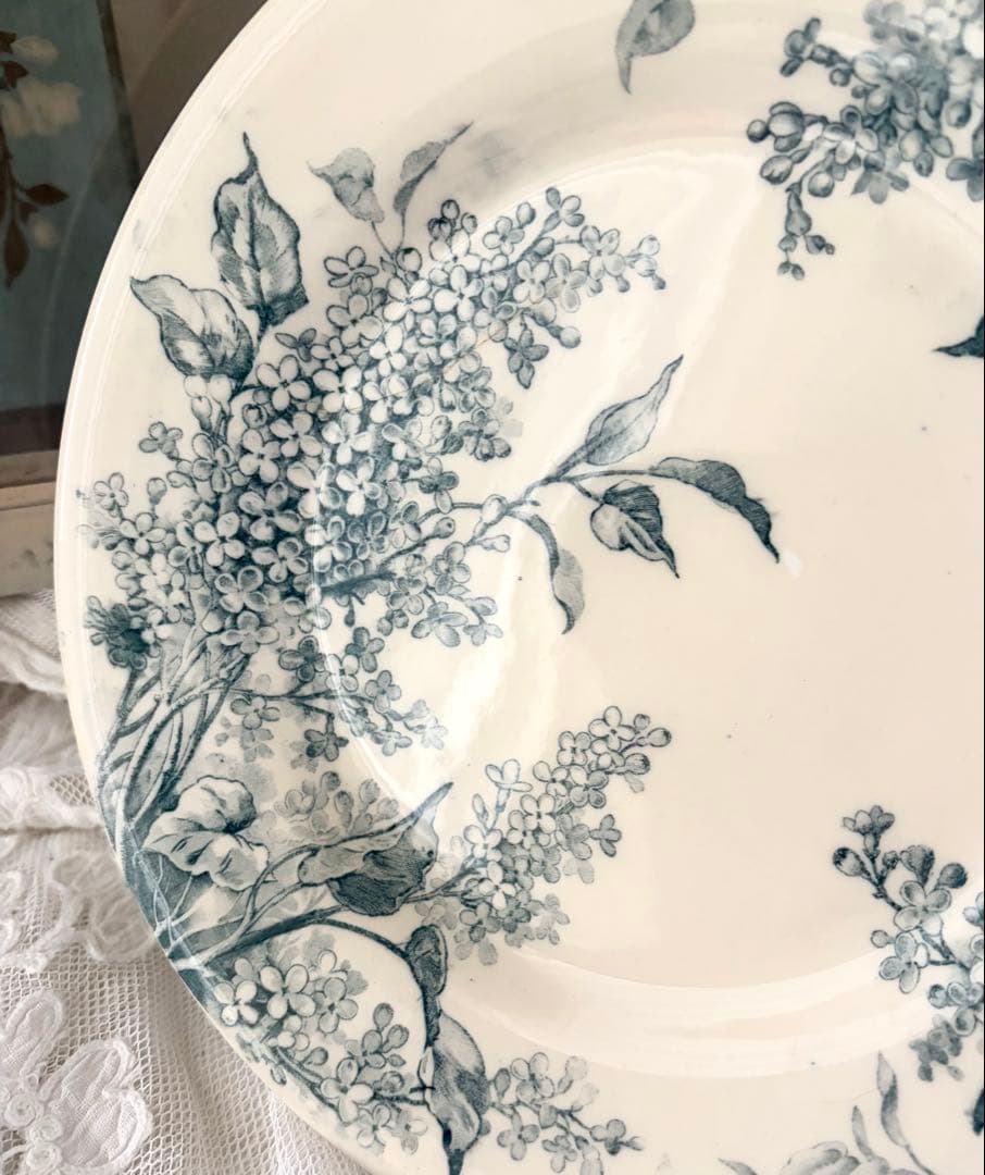 【訳あり】 フランスアンティーク プレート 平皿 GIEN LILAS