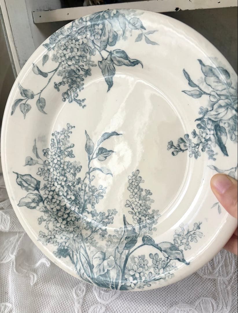 【訳あり】 フランスアンティーク プレート 平皿 GIEN LILAS