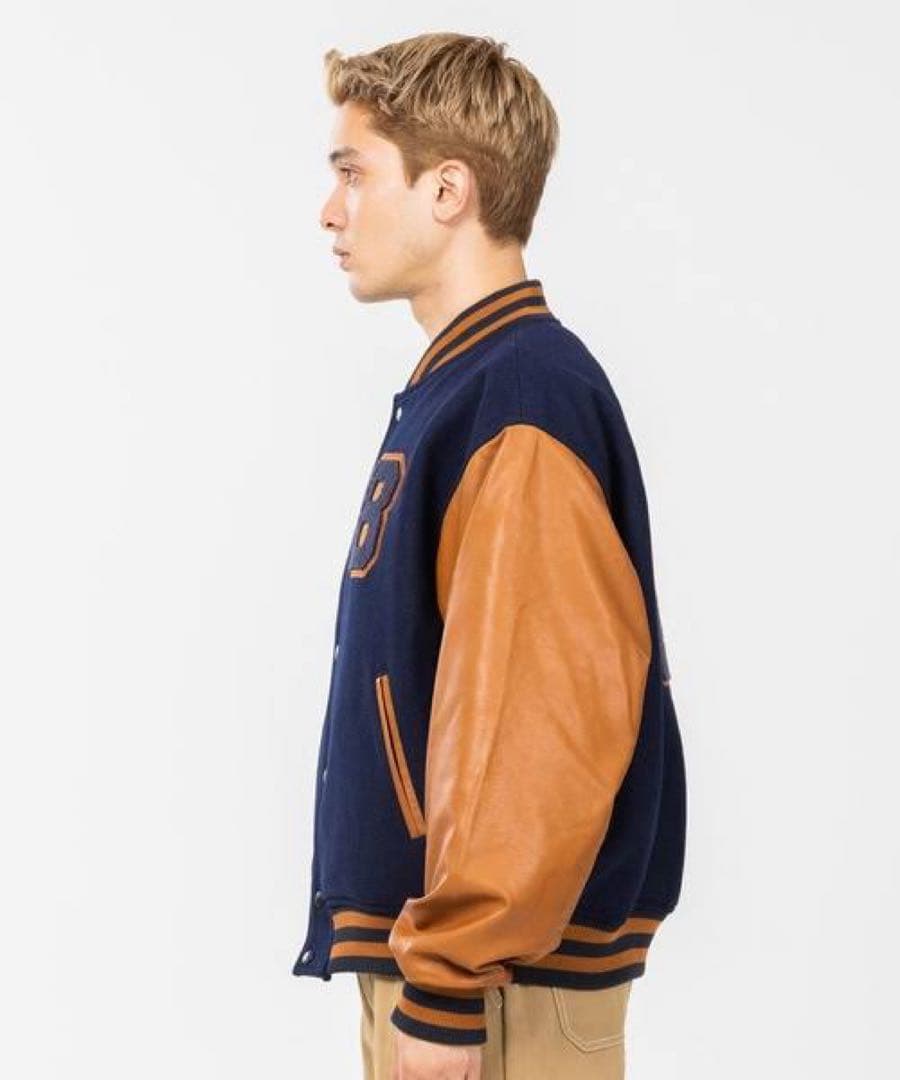 XLARGE スタジャン 釜山 ネイビー/ブラウン 即日発送