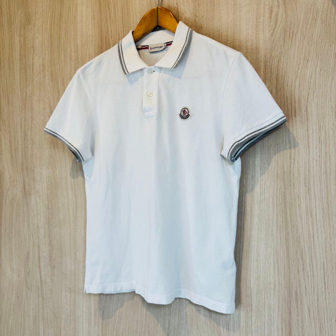 MONCLER モンクレール 半袖 ポロシャツ ロゴ ワッペン ホワイト M