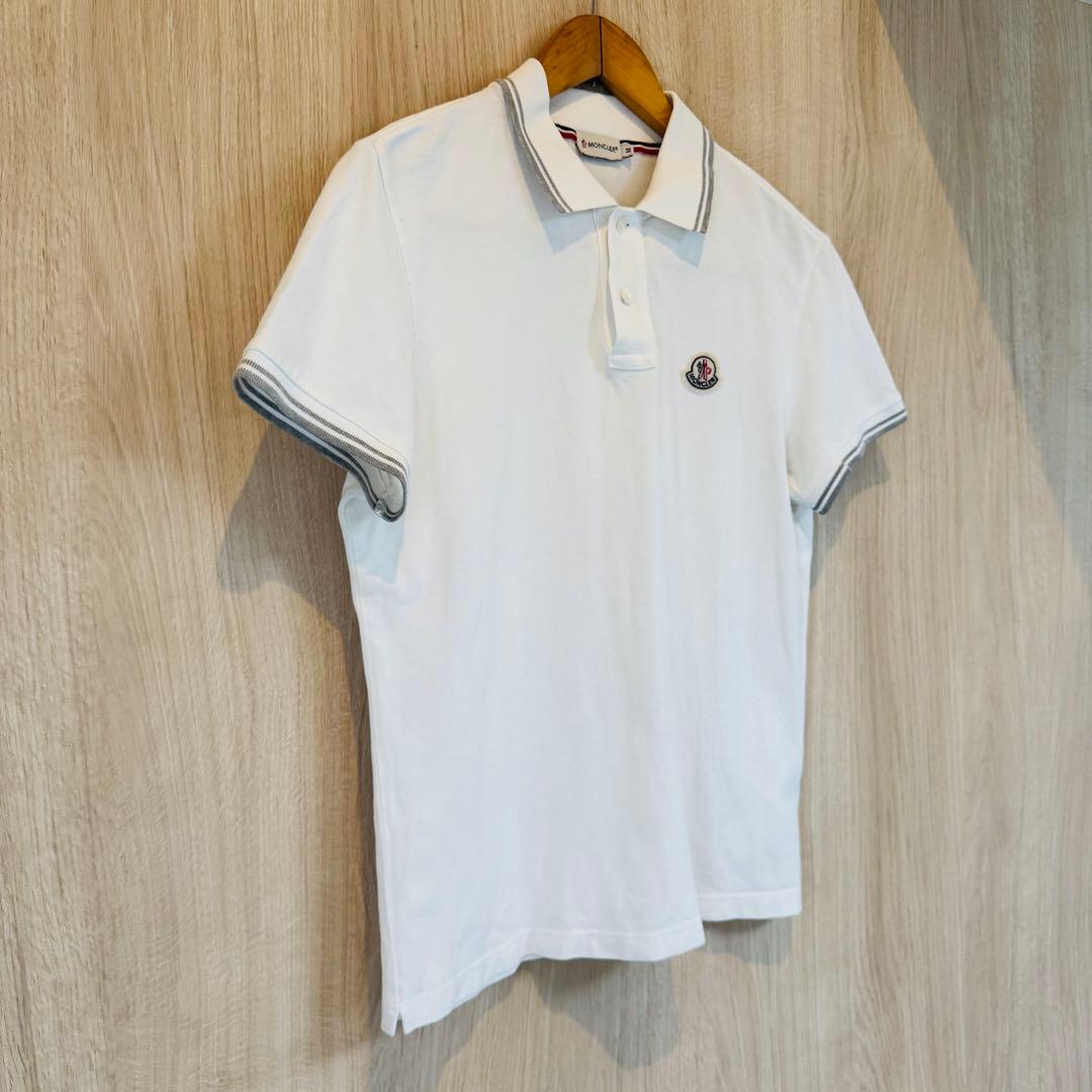 MONCLER モンクレール 半袖 ポロシャツ ロゴ ワッペン ホワイト M