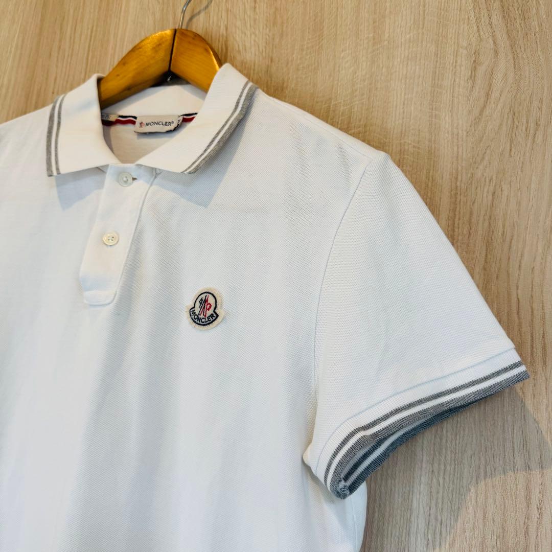 MONCLER モンクレール 半袖 ポロシャツ ロゴ ワッペン ホワイト M