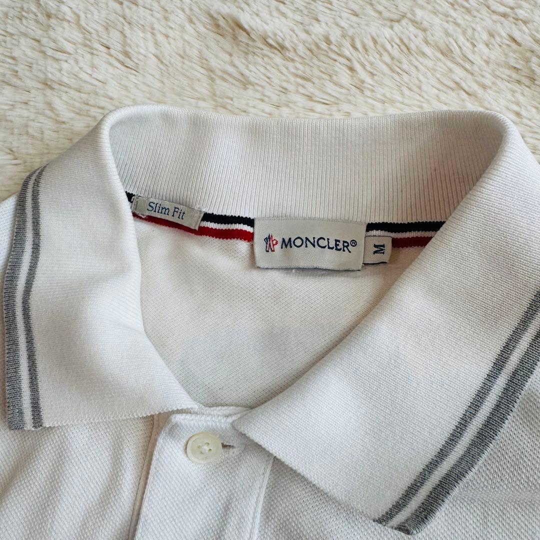 MONCLER モンクレール 半袖 ポロシャツ ロゴ ワッペン ホワイト M