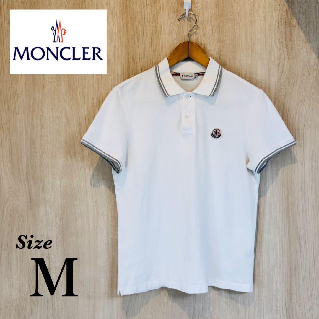 MONCLER モンクレール 半袖 ポロシャツ ロゴ ワッペン ホワイト M
