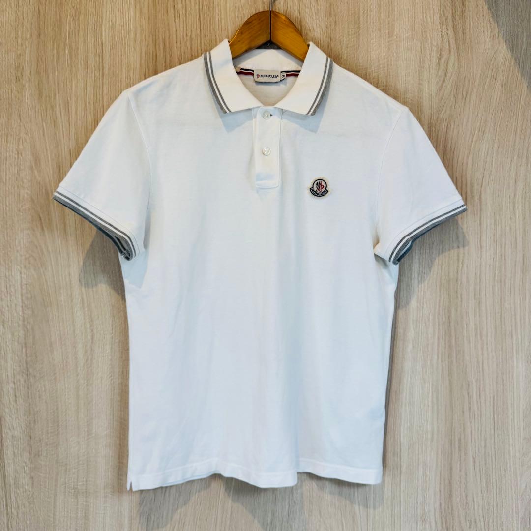 MONCLER モンクレール 半袖 ポロシャツ ロゴ ワッペン ホワイト M