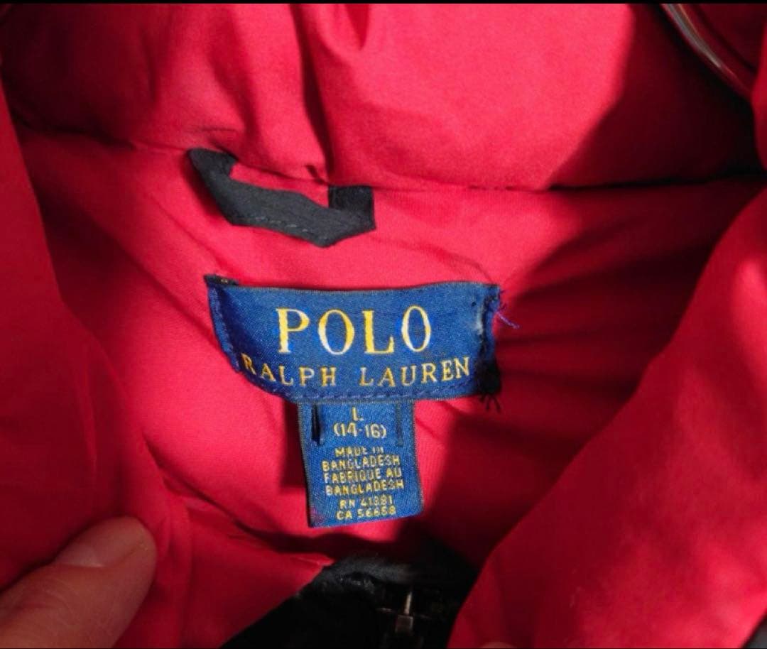 赤ロゴ　ポロラルフローレン ダウンジャケット ダウンパーカー L(14-16)