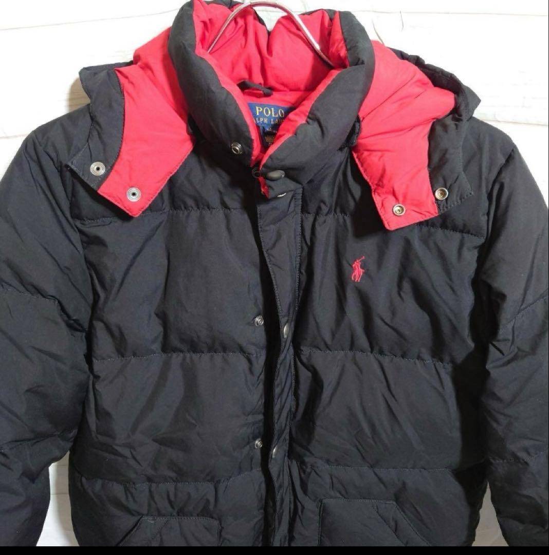 赤ロゴ　ポロラルフローレン ダウンジャケット ダウンパーカー L(14-16)