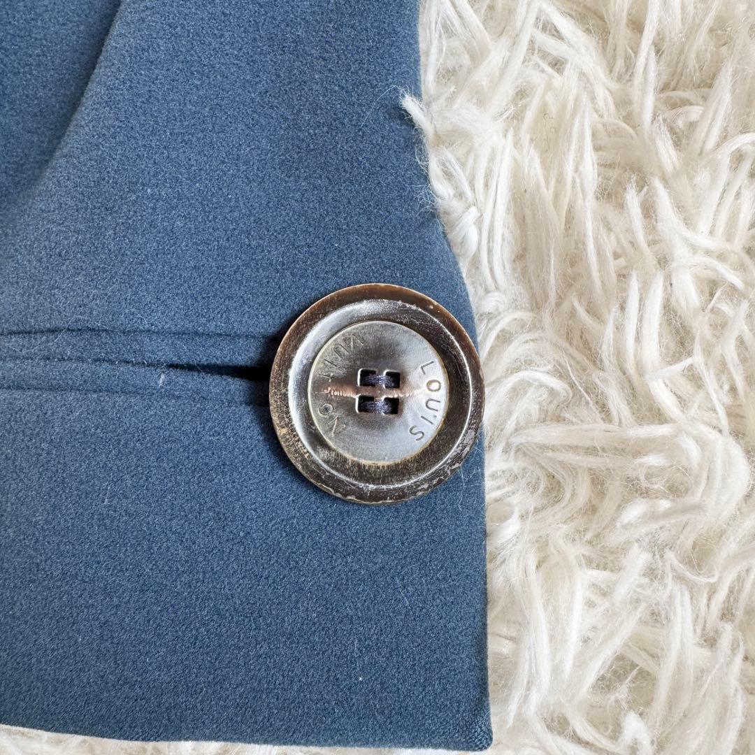 美品　カシミヤ混　ルイヴィトン　ロングコート　LV　総柄　ブルー　Mサイズ