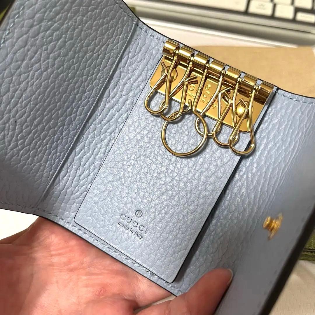 GUCCI GGパターン キーケース 水色
