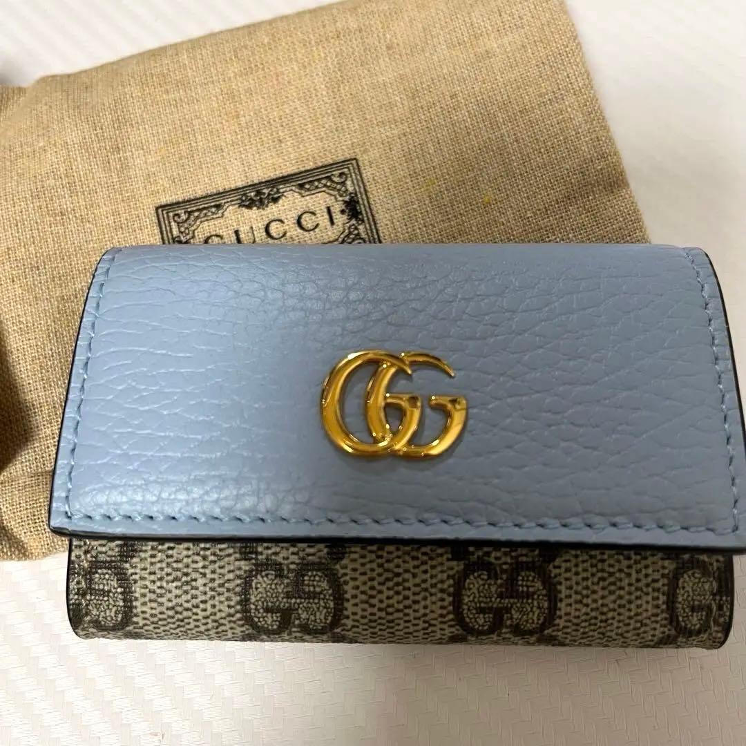 GUCCI GGパターン キーケース 水色