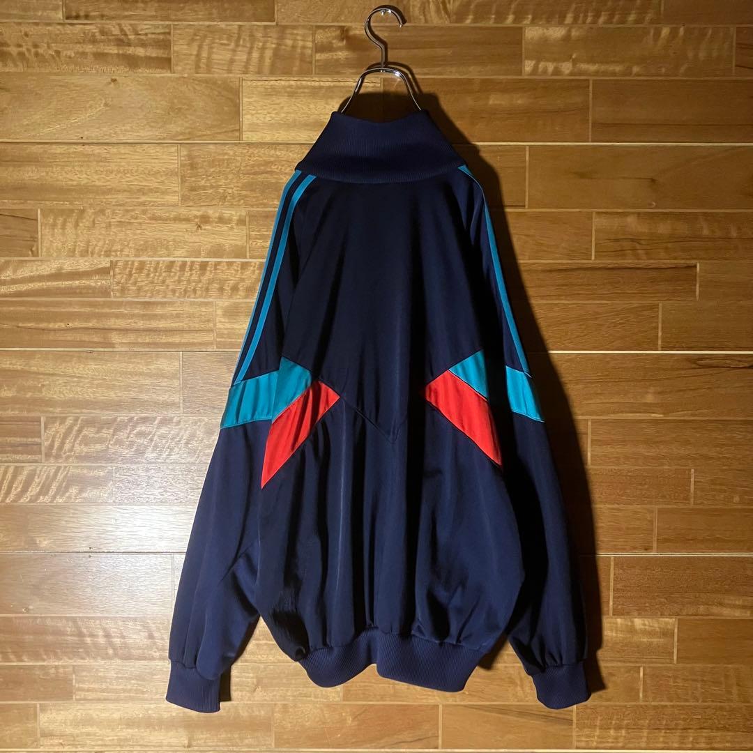 adidas トラックジャケット　ジャージ　スウェット　ネイビー　刺繍　XXL