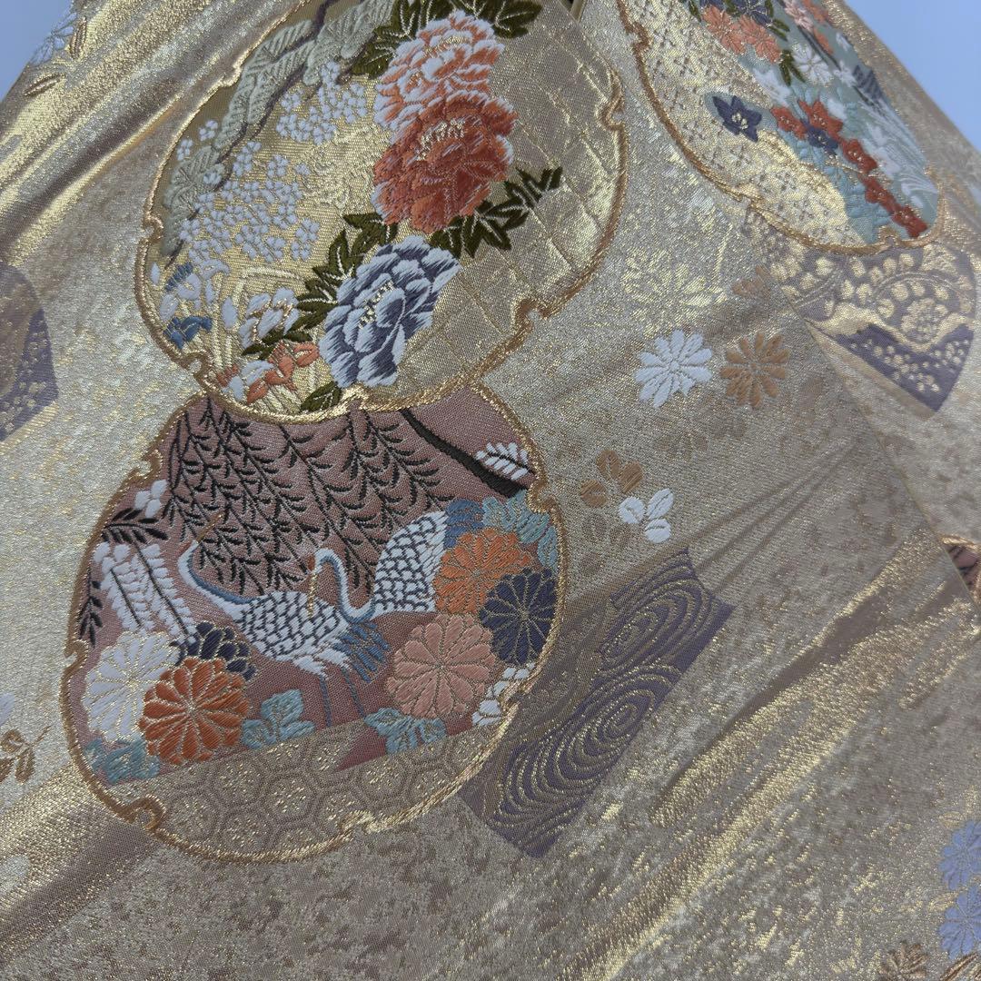 逸品 振袖7点フルセット 金駒刺繍 豪華金彩 鴛鴦　四季草花文様　成人式　結婚式