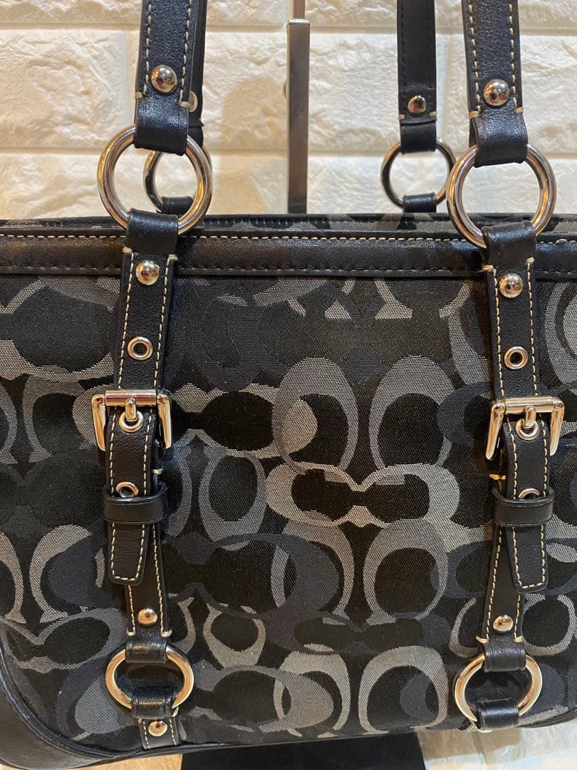 コーチ 15669 トートバッグ シグネチャー ナイロン レザー 黒 y2k