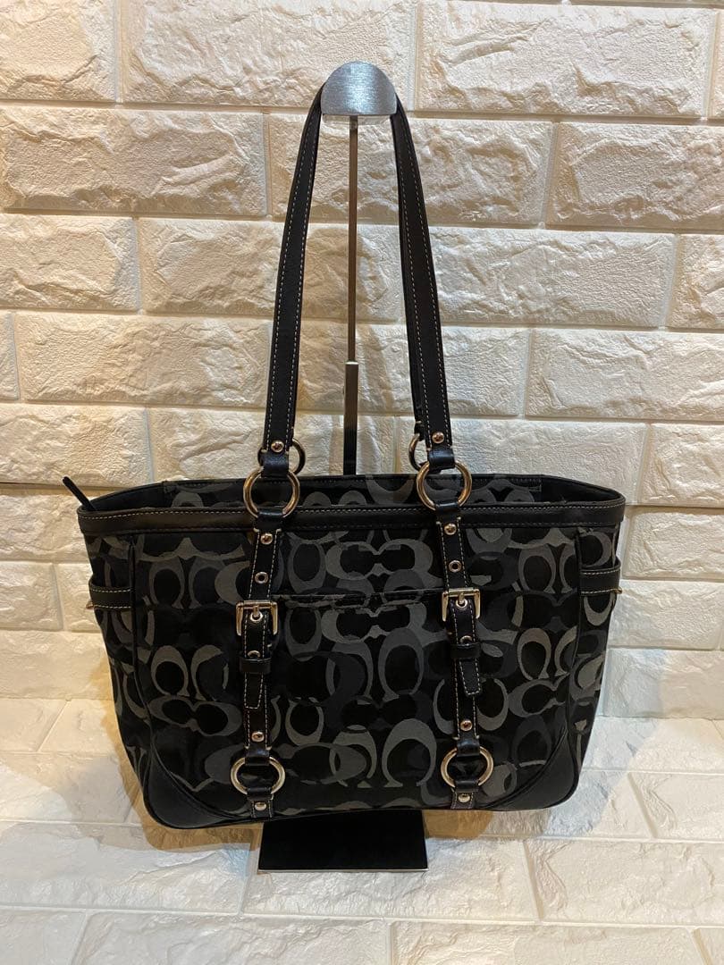 コーチ 15669 トートバッグ シグネチャー ナイロン レザー 黒 y2k