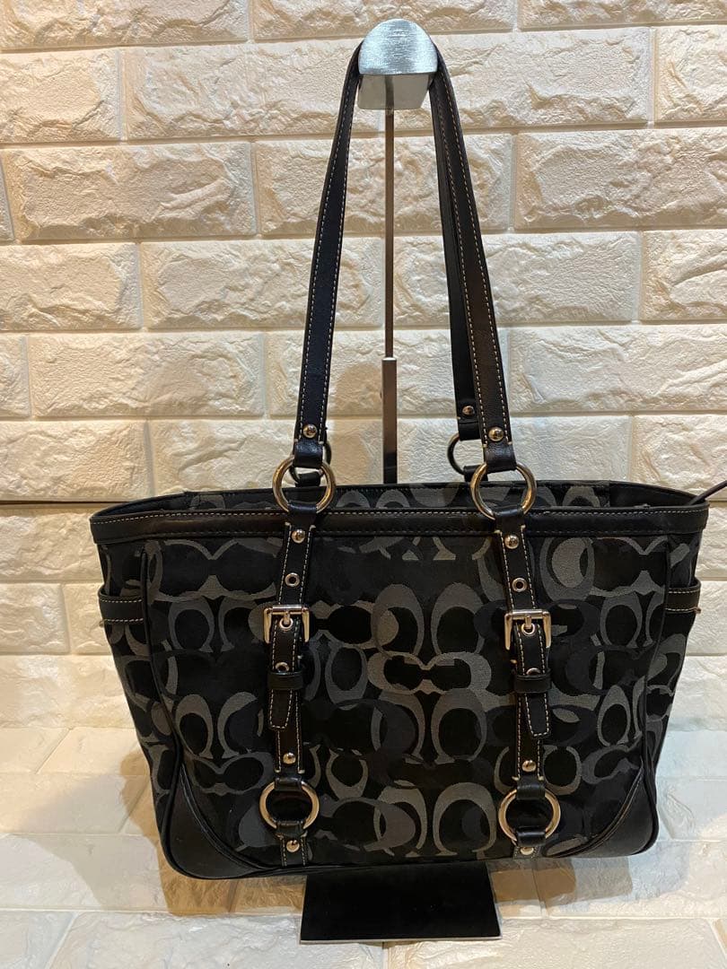 コーチ 15669 トートバッグ シグネチャー ナイロン レザー 黒 y2k