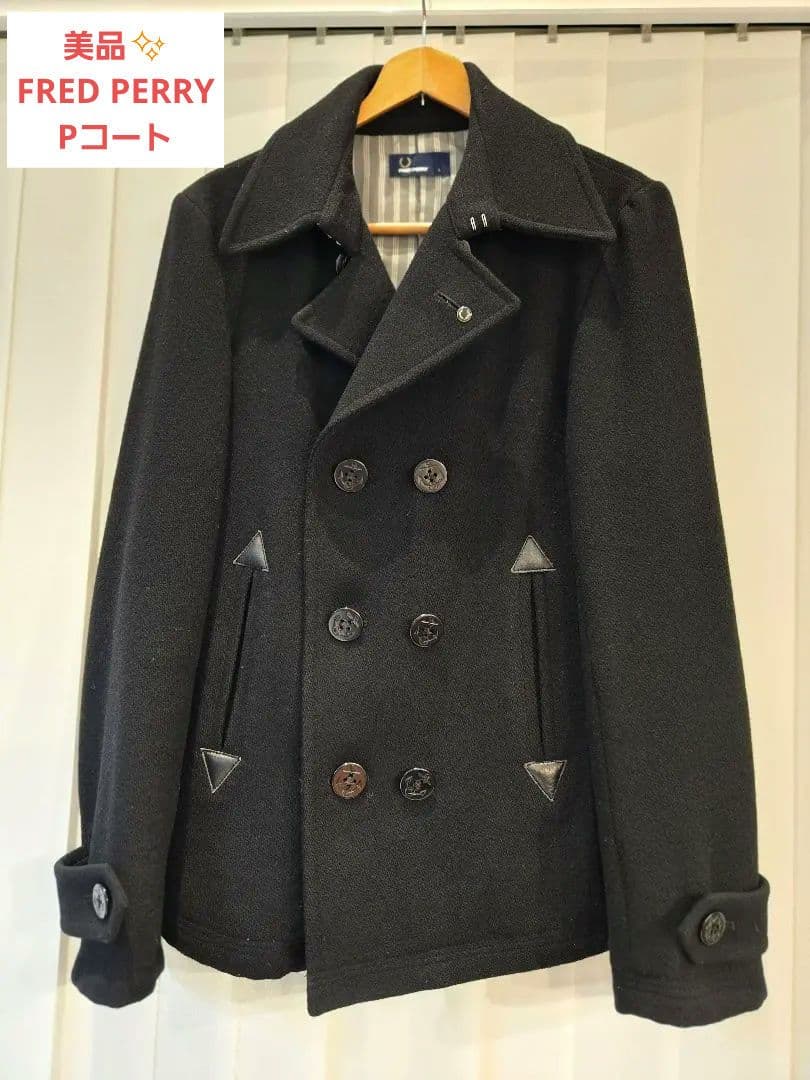 【美品】FRED PERRY フレッドペリー Pコート ダブルブレスト Lサイズ