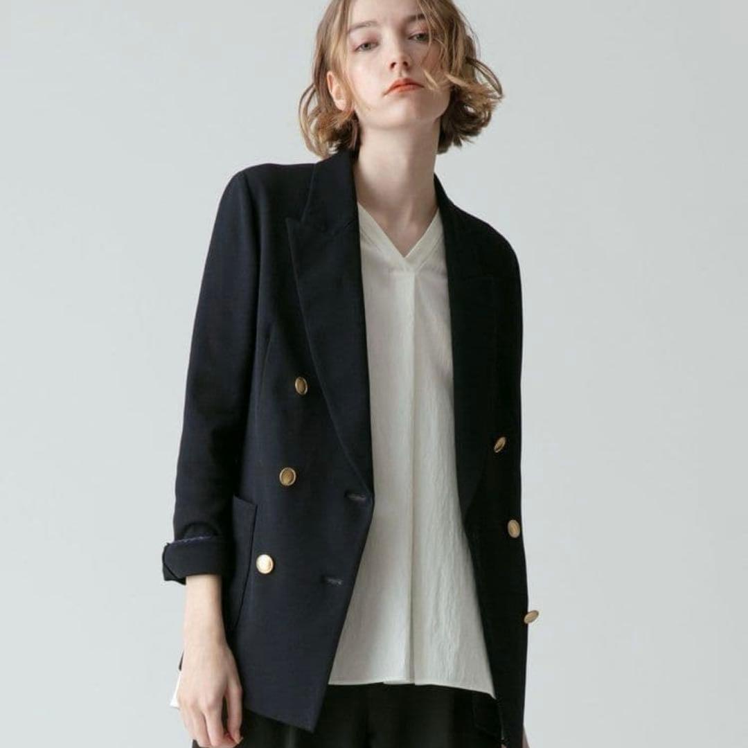 allureville レノクロスダブルブレストジャケット　伸縮性　金ボタン